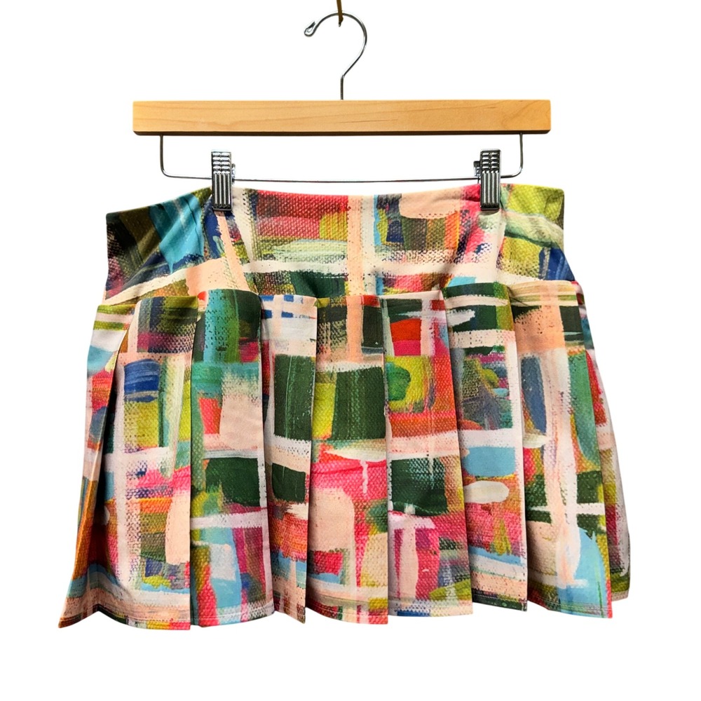 40 LIME Skort Womens Small Pleated Abstract Multicolor Athletic Golf Tennis